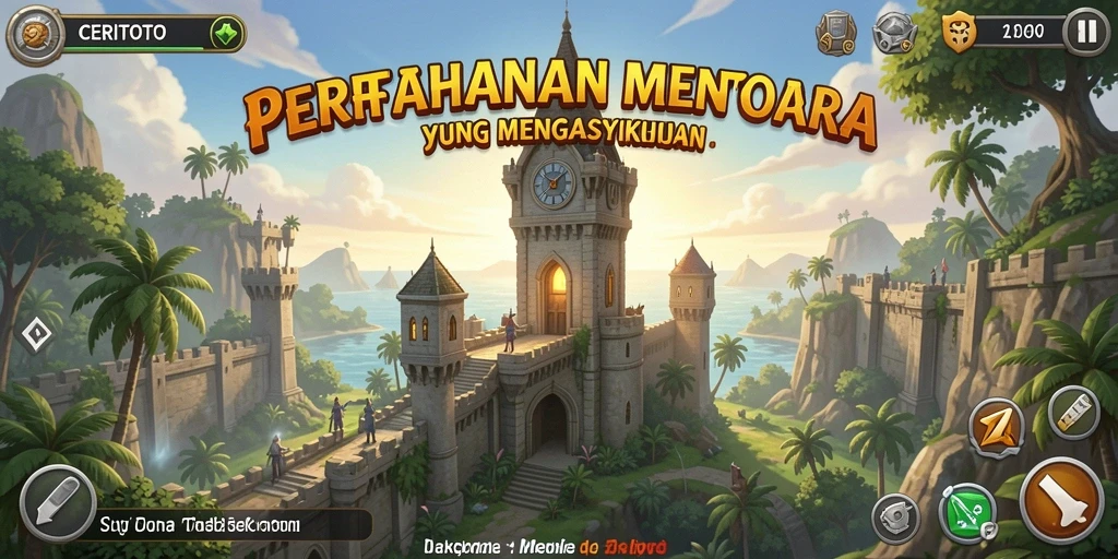 Tampilan menarik gameplay CERITOTO dalam pertahanan menara.