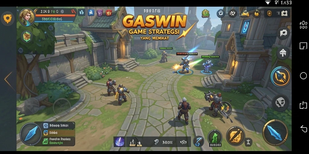 Screenshot GASWIN menampilkan aksi pertempuran strategi yang mendebarkan.