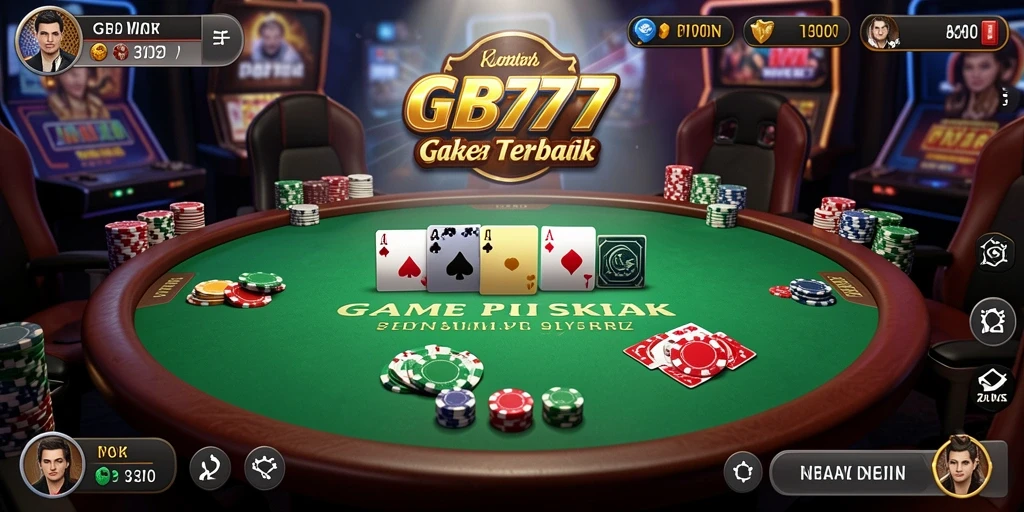 Screenshot utama GB777 menampilkan momen seru saat bermain poker.