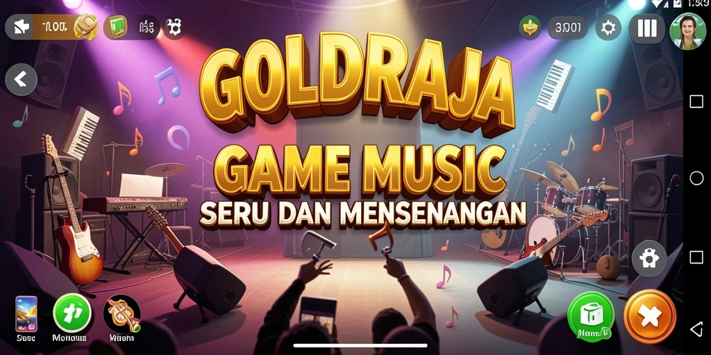 Screenshot gameplay <strong>GOLDRAJA</strong> dengan tampilan musikal yang seru.
