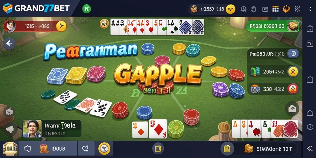 Tangkapan layar dari gameplay Gaple yang mengasyikkan di GRAND77BET.