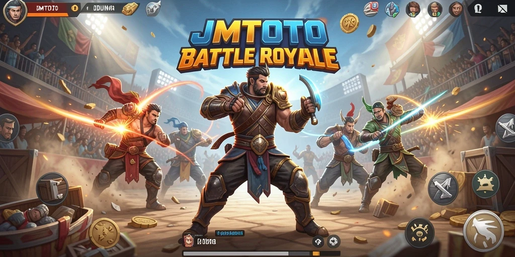 Tampilan seru gameplay dalam pertarungan Battle Royale JMTOTO.