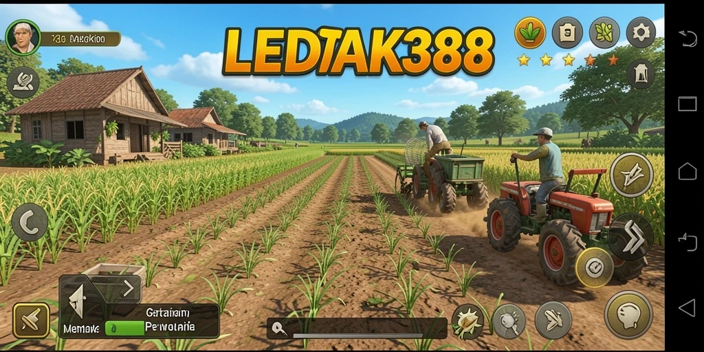 Tampilan gameplay menakjubkan dari LEDAK388 yang menunjukkan aktivitas pertanian.