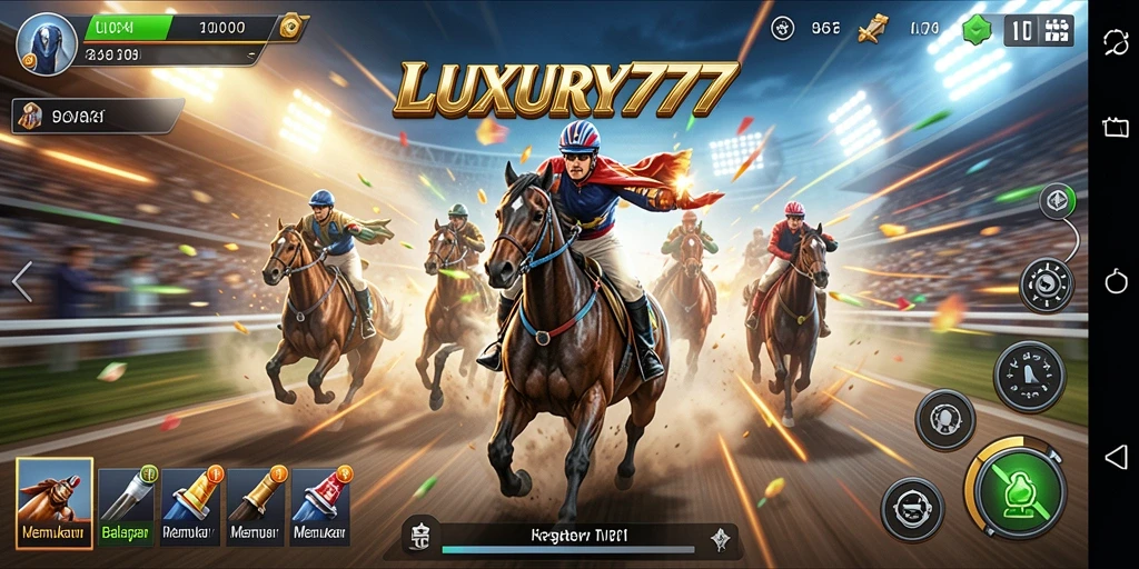 Screenshot LUXURY777 menampilkan aksi balapan yang seru dan mendebarkan.