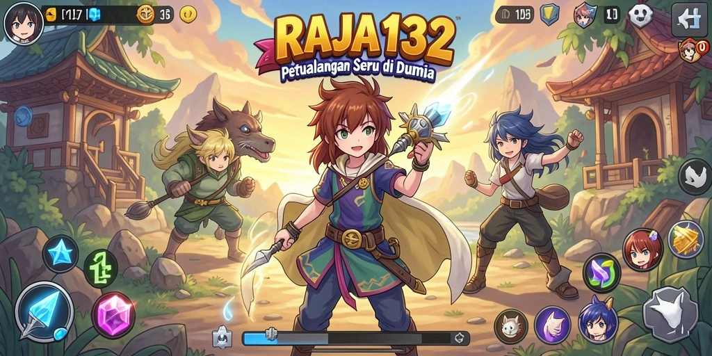 Screenshot menampilkan aksi pertarungan seru dan karakter utama dalam RAJA132.