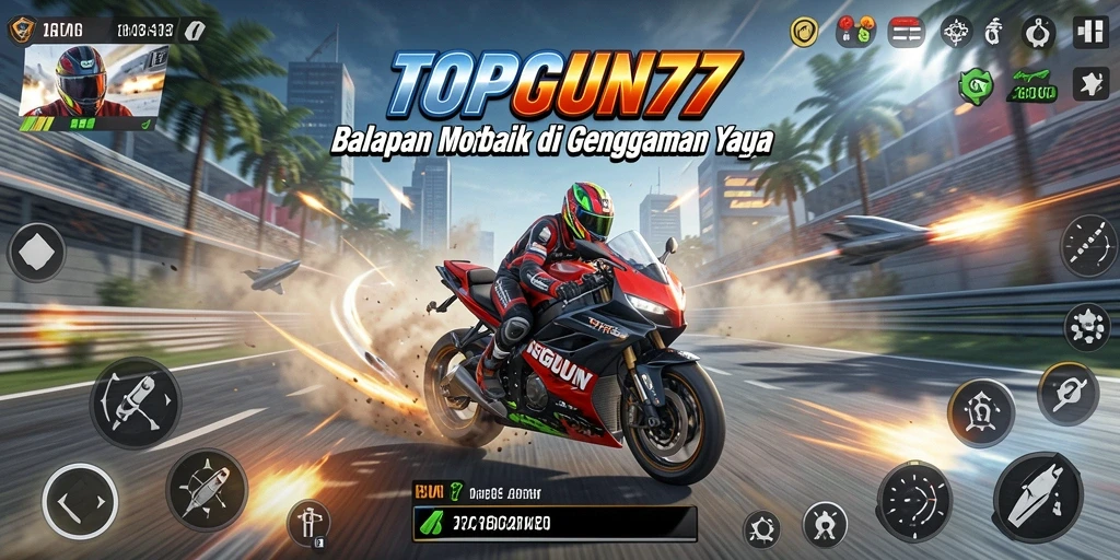 Gameplay intens dari balapan motor yang seru di TOPGUN77.